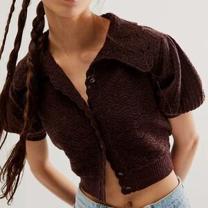 NWT FREE PEOPLE Edie 100% Cashmere Cardigan In Fudge-jj17